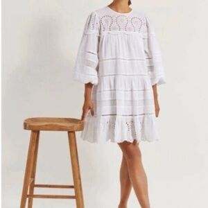 Sea New York White Eyelet Lace Marina Dress, Small
